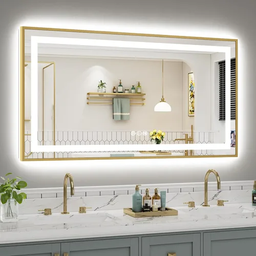 Vista 94 de Briivue Espejo de baño LED de 20 x 28 pulgadas con luces, retroiluminado y frontal iluminado, espejo de tocador de baño con luz antiniebla