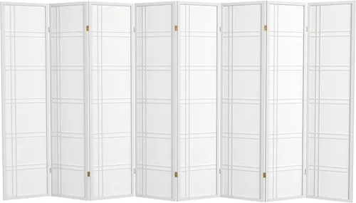 Vista 12 de Red Lantern Pantalla Shoji de doble cruz de 6 pies de alto, miel - 4 paneles