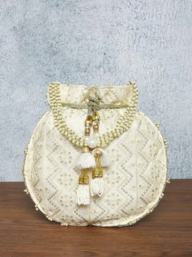 Vista 6 de Aheli Potli - Bolso de mano para mujer, hecho a mano, elegante, para novia, bolso de moda