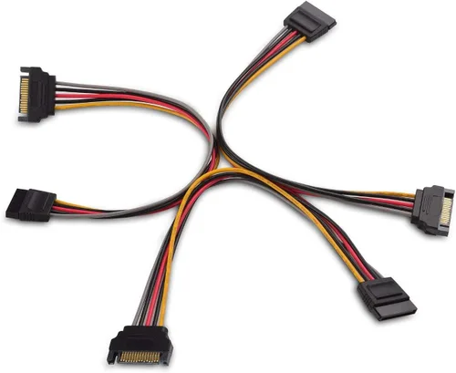 Vista 5 de Cable Matters Paquete de 3 cables de extensión de alimentación SATA de 15 pines, 8 pulgadas, cable de alimentación SATA para disco duro y SSD