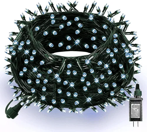 Dazzle Bright 200 luces LED de Navidad de 66 pies, tira de luces de Navidad enchufable con 8 modos, decoraciones de Navidad impermeables para