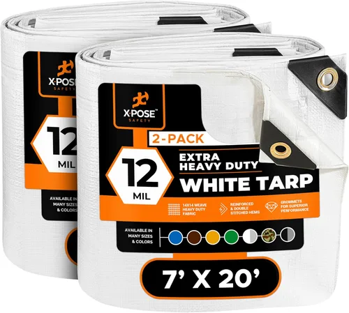 Vista 40 de Xpose Safety Lona protectora de polietileno plateado resistente de 5 x 7 pies - Funda protectora multiusos - Duradera, resistente al agua
