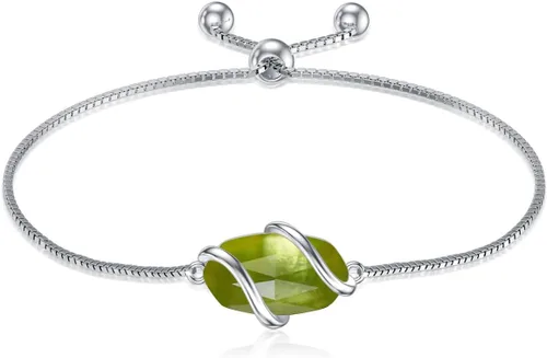 Pulsera de plata de ley 925 para mujer, delicada pulsera de eslabones de gema, joyería fina, regalo para el día de San Valentín para ella,
