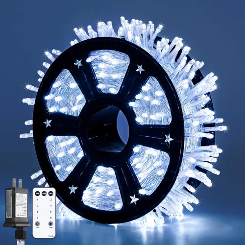 Vista 22 de JMEXSUSS Guirnalda de 600 luces LED que cambian de color enchufable, luces de Navidad blancas cálidas y multicolor de 168 pies con control remoto