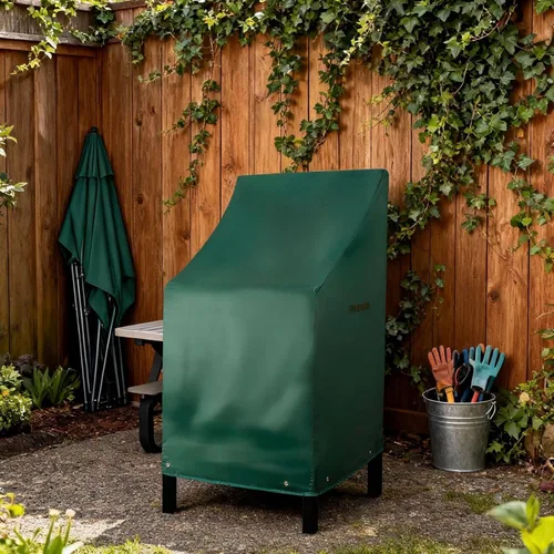 Vista 12 de RosieLily Fundas apilables de respaldo alto para taburetes de bar al aire libre, fundas impermeables para muebles de patio beige con asiento