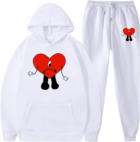 AnsenSUN Bad Bunny un Verano sin ti - Sudadera con capucha y pantalones deportivos, ropa casual, a la moda, sudaderas con capucha, Q, XXL, Q