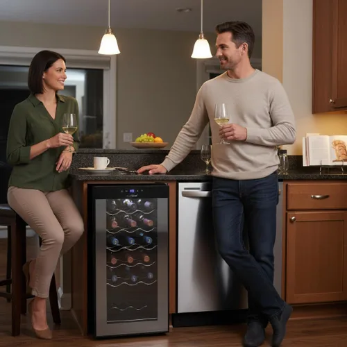 Vista 4 de Nutrichef Refrigerador de vino delgado de 18 botellas Enfriador de vino rojo y blanco Control de temperatura ajustable de 41 °F a 64 °F