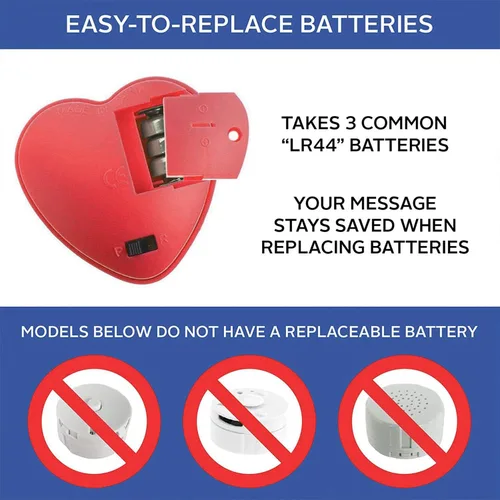 Vista 6 de Inventiv Paquete de 2 módulos de grabación de sonido de voz de 30 segundos para juguete de peluche, corazón grabable de oso de peluche, graba