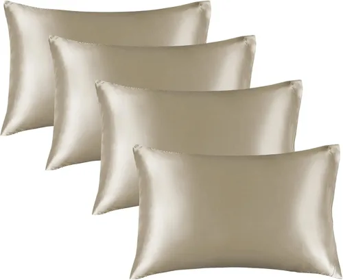 Vista 171 de BEDELITE Funda de almohada de satén para cabello y piel, súper suave y refrescante similar a las fundas de almohada de seda, paquete de 2 con cierre
