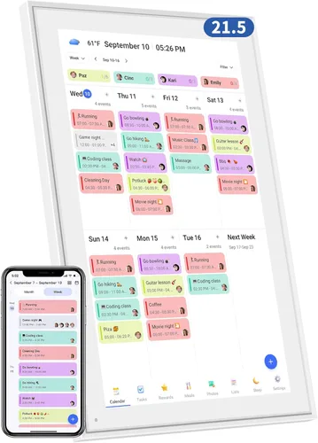 Vista 9 de Calendario digital de 10.1 pulgadas, marco digital combinado con pantalla táctil inteligente, planificador electrónico de pared, organizador
