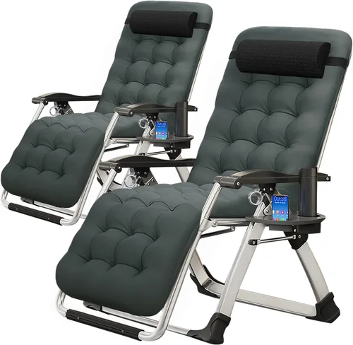 Vista 9 de MOPHOTO Silla de Gravedad Cero, Silla de Salón Acolchada para Exterior con Mesa Lateral, Silla Reclinable de Gravedad Cero, Silla Reclinable