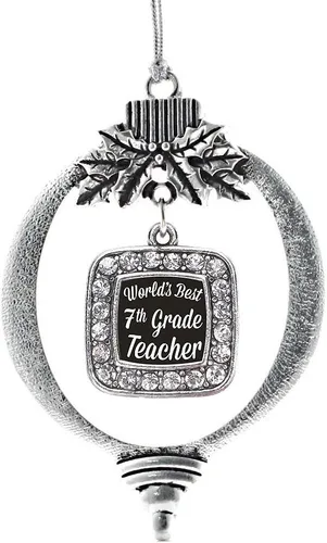 Vista 51 de Inspired Silver - Adorno de flor de iris - Adornos navideños con dije cuadrado de plata con joyas de circonita cúbica