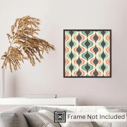 Vista 5 de Ethan Taylor Abstract Wall Art Prints Unframed Square Posters 'Retro 70s Hippie Groovy Pattern VII' Retro Home Décor for Living Room, Bedroom