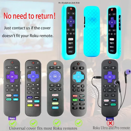 Vista 7 de Paquete de 2 fundas de control remoto con tapa de batería para TCL Roku Smart TV Streaming Stick Remote, funda protectora de silicona universal piel