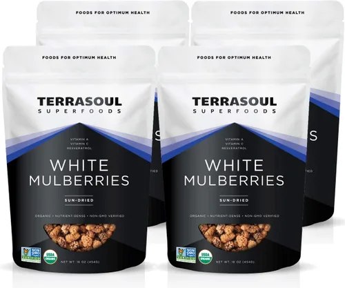 Vista 5 de Terrasoul Superfoods Moras blancas orgánicas secadas al sol, 1 libra - Bajo glucémico Naturalmente dulce Rico en vitamina C