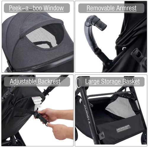 Vista 7 de Accombe Cochecito de bebé, 2 en 1, cochecito recién nacido convertible con moisés para bebé y niño pequeño, con saco (Negro)