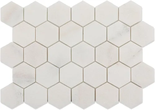 Vista 11 de Carrara - Mosaico de mármol blanco, pulido, mosaico de mármol blanco Carrara para cocina, baño, pared, suelo, ducha, 5 hojas, hexagonal de 2 pulgadas