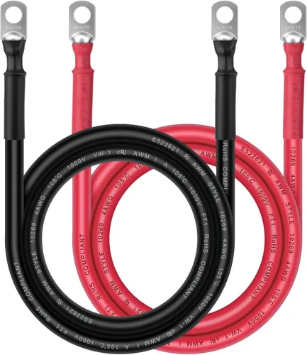 Vista 7 de Cable de batería - iGreely 4 AWG Calibre 4, cable de alambre hecho con cobre OFC, cables de inversor de batería de alambre PV con terminales de lug