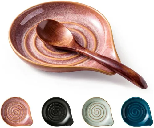 Vista 16 de Reposa cucharas para estufa, soporte para cucharas con asa para fácil agarre, decoración rústica de granja, soporte para utensilios para cucharas