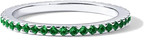 Vista 3 de PAVOI Anillo apilable de plata esterlina chapada en oro de 14 quilates con piedras de circonita cúbica Anillos de eternidad de diamantes