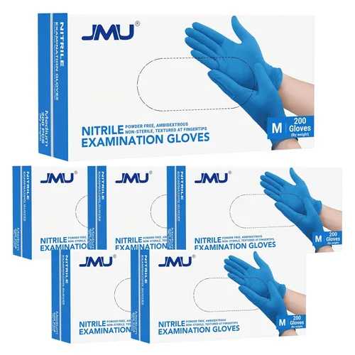 Vista 16 de JMU Guantes desechables azules de nitrilo para examen, pequeños, 200 unidades, 3.5 mil, sin látex, guantes médicos sin polvo