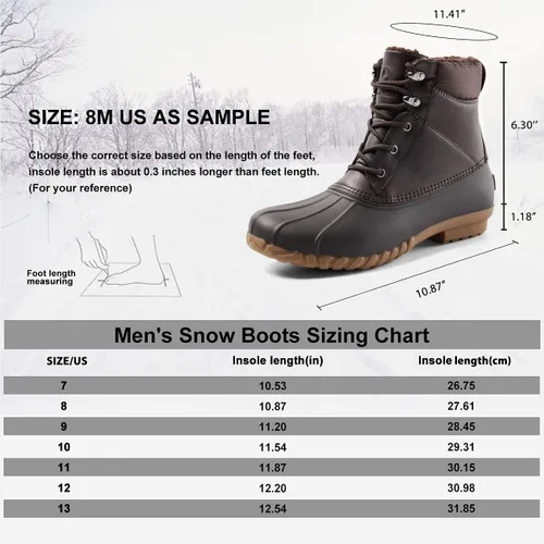 Vista 6 de ALEADER Botas estilo pato, para hombre Carcasa impermeable Botas de nieve con forro de piel