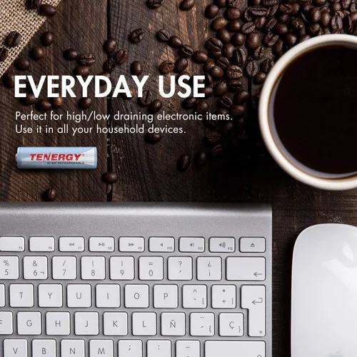 Vista 3 de Tenergy Batería AA AAA C y D de alto drenaje, combo de baterías NiMH recargables de 1.2 V, paquete de 8 pilas AA de 2500 mAh, 8 celdas AAA de 1000