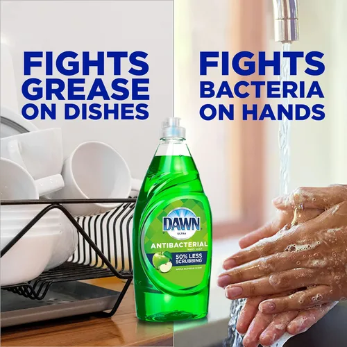 Vista 4 de Dawn Jabón para platos, jabón de manos antibacteriano, líquido para lavar platos, aroma a flor de manzana, 19.4 onzas, paquete de 4 + 2 esponjas