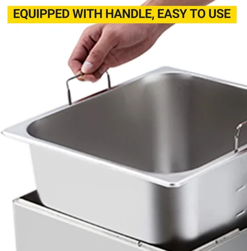 Vista 6 de Freidora eléctrica comercial de acero inoxidable 1700 W - 201 con termostato ajustable, cesta extra gruesa de 6 libras y tapa protectora contra