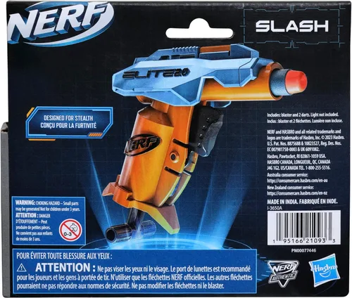 Vista 4 de Nerf Elite 2.0 Slash Blaster, incluye 2 dardos Nerf Elite, mango de tracción para prima, pistola de espuma de juguete para juegos al aire libre