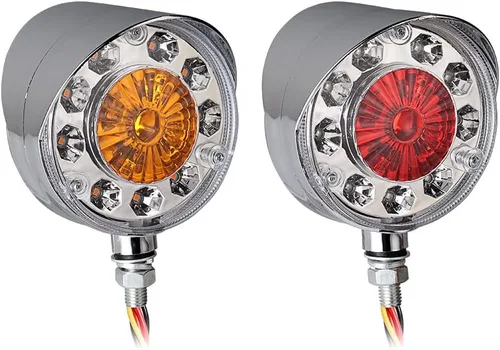 Vista 8 de 2 luces de señal de giro LED de doble cara de doble cara ámbar rojo para tractor semirremolque, camión volquete camión furgoneta guardabarros