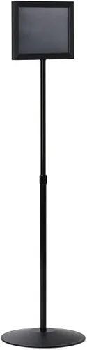 Displays2go Soporte de letrero ajustable para anuncios de 11" x 8-1/2" que se extiende hasta 60" de alto - aluminio con acabado negro