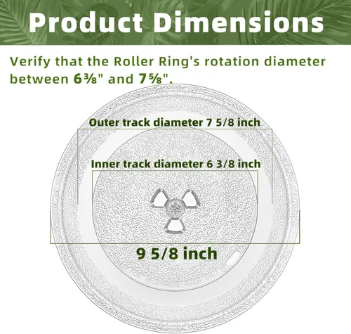 Vista 5 de Reemplazo de placa de microondas de 9.6 pulgadas más pequeña compatible con placa de vidrio para microondas Panasonic F06016D00XN, reemplazo
