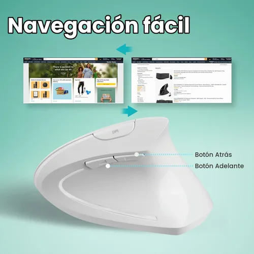 Vista 9 de Perixx PERIMICE-813W - Mouse vertical Bluetooth - Especificaciones inalámbricas 3 en 1 para múltiples dispositivos, bolsa de transporte de viaje