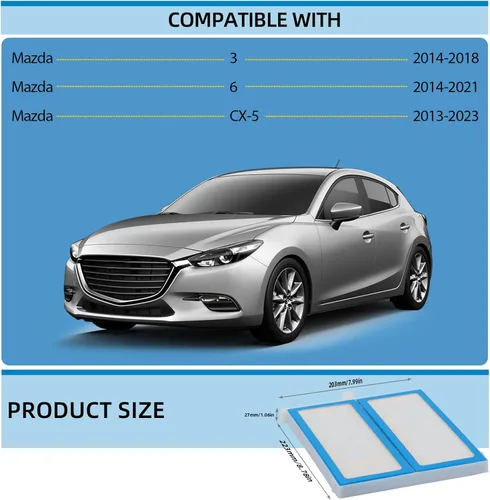 Vista 5 de 1* Filtro de aire de habitáculo HEPA de reemplazo CF11811 Compatible con Mazda 3, Mazda 6, Mazda CX-5 2013 2014 2015 2016 2017 2018 2019 2020 2021