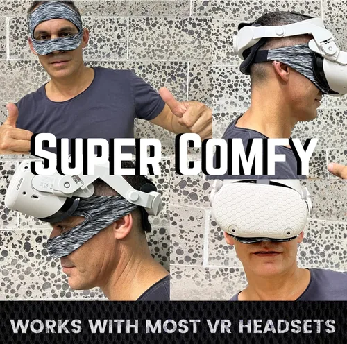 Vista 6 de Protector de sudor para Oculus Quest 2 VELLAA OculusMeta Quest 2 accesorios ajustables VR banda de sudor transpirable VR máscara