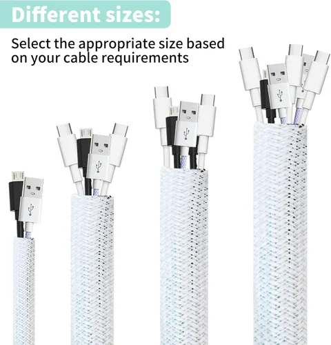 Vista 7 de 25 pies – 3/8 pulgada Protector de cable de malla abierta de tubo de trenzado de alambre dividido blanco – Protector de cable para mascotas
