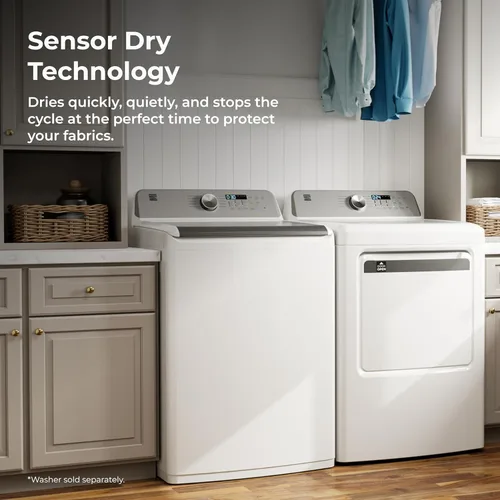 Vista 6 de Secadora de gas Kenmore de carga frontal de 7.0 pies cúbicos - con protector para reducir arrugas y estática - Secado con sensor inteligente - LED