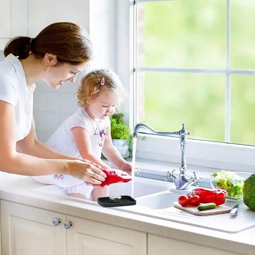 Vista 5 de ZAPPOWARE Soporte de esponja de silicona -bandeja de jabón - 5.9" X 4.33" (negro), 1 paquete (negro)