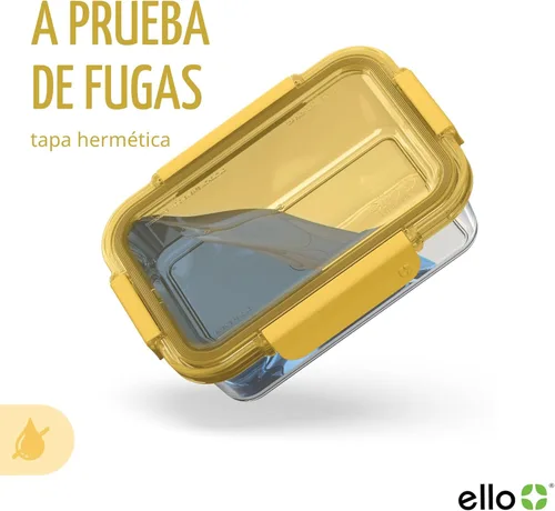 Vista 5 de Ello Color Lock 3.4 tazas 10 piezas, juego de 5 sets de preparación de comidas de vidrio con recipientes herméticos de almacenamiento de alimentos