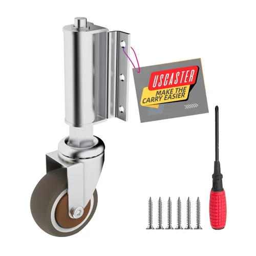 Vista 11 de Rueda de puerta de 2 pulgadas para puertas de madera, rotación de 360 grados, neumático de goma sólida, capacidad de 80 libras, con resorte, incluye