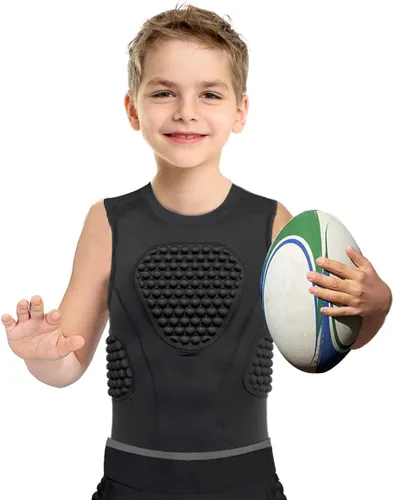 Vista 2 de Cabasse Camisa Protectora Acolchada para Jóvenes, Protector de Costillas del Pecho Protector del Corazón Camiseta del Esternón para Fútbol Americano