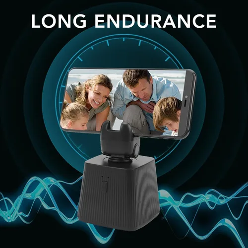 Vista 5 de Soporte de teléfono de seguimiento facial automático, rotación de 360 grados, trípode de seguimiento facial automático, 800 mAh, puerto micro USB