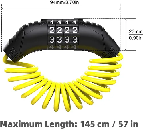 Vista 6 de Cable de bloqueo de casco de motocicleta, bloqueo de seguridad para casco y Negro 2 piezas