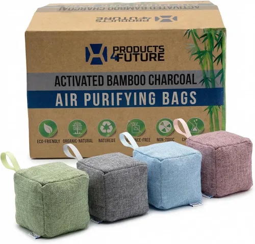 Vista 9 de Paquete de 4 bolsas purificadoras de aire de carbón de bambú activado naturalmente Bolsa desodorante natural para el hogar Bolsa de carbón