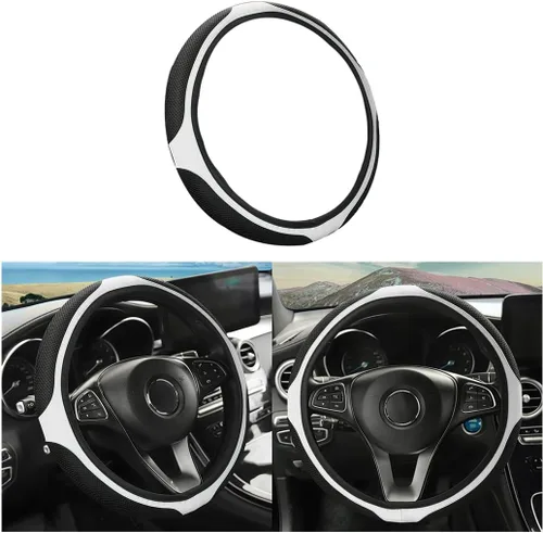 Vista 15 de LoyaForba Funda universal para volante de automóvil, 14.5-15 pulgadas, protector de neopreno suave antideslizante para volante, transpirable, sin