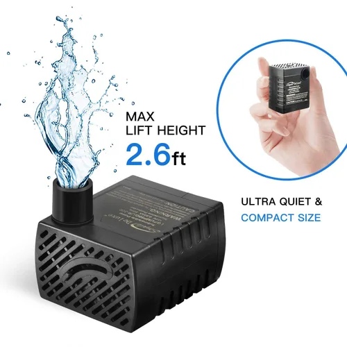 Vista 6 de Simple Deluxe Bomba sumergible de 80 GPH de 3.6 W con entrada ajustable y cable impermeable de 6 pies para pecera, hidroponía, fuentes, estanques