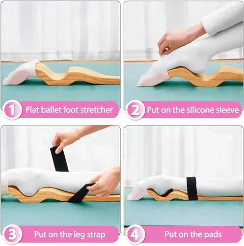 Vista 5 de Uboway Estirador de pie de ballet, equipo de estiramiento de baile portátil con banda elástica, dos almohadillas, correa para las piernas, bolsa