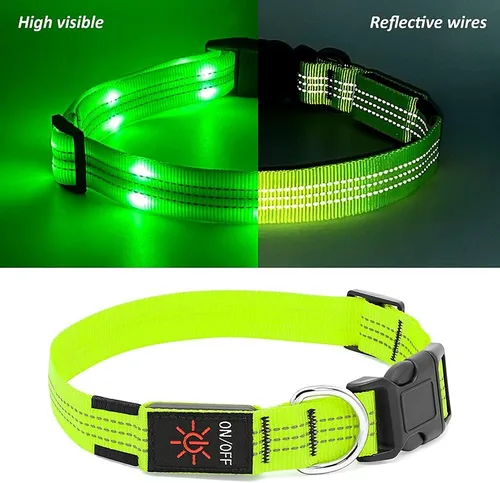 Vista 6 de Collares para perros con luz LED, recargables con micro USB, totalmente ajustables y brillantes, para perros pequeños, medianos y grandes, luz