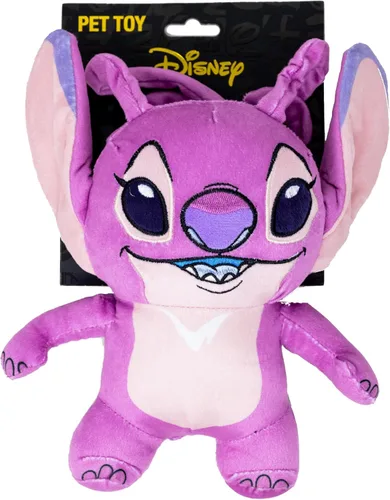 Vista 3 de Buckle-Down Juguete para perros de Disney, Lilo y Stitch Angel sonriente de cuerpo completo, juguete para mascotas, peluche